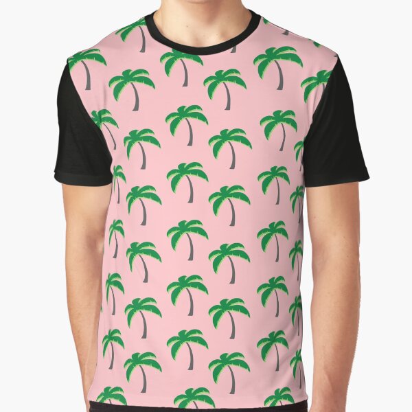 “Fifties Inspired Palm Trees on Bubblegum Pink Background” T-shirt for