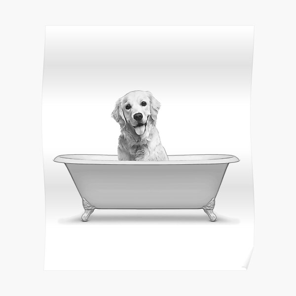 "golden retriever, dog, pet, bathroom art, bathroom wall art, bathroom