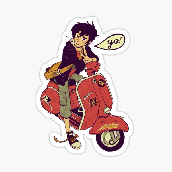 Hiro Hamada on a vespa Yo Sticker