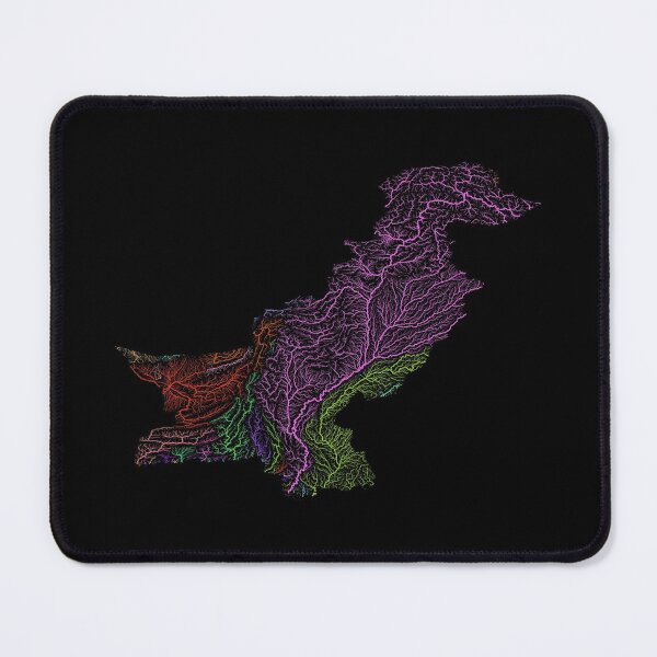 Item preview, Pakistan River Basin Map in Rainbow Colours with Black Background designed and sold by GrasshopperGeo.