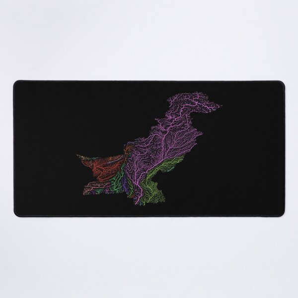 Item preview, Pakistan River Basin Map in Rainbow Colours with Black Background designed and sold by GrasshopperGeo.
