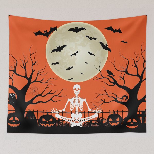Item preview, Halloween Meditating Skeleton Funny Freaky Yoga Pose designed and sold by dass-art.