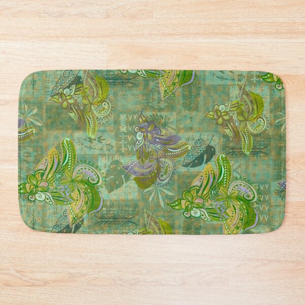 Item preview, VIntage Lemon Lime Jungle Samoan Patchwork Tapa Artboard designed and sold by sunnthreads.
