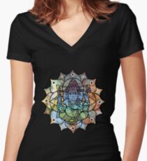 Colorful Ganesh Women's Fitted V-Neck T-Shirt