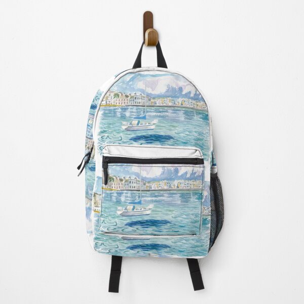 Item preview, Mykonos with Floating Sailing Boat On Turquoise Aegean Waters designed and sold by artshop77.