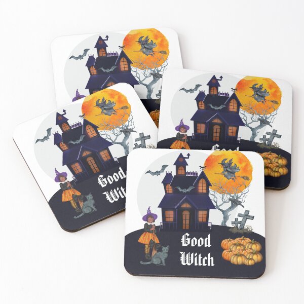 Item preview, Spooky Halloween haunted house with witch and pumpkin's designed and sold by ajtechdesigns.