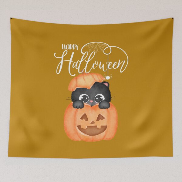Item preview, Happy Halloween Cute Black Cat in a Pumpkin designed and sold by LamaraK.