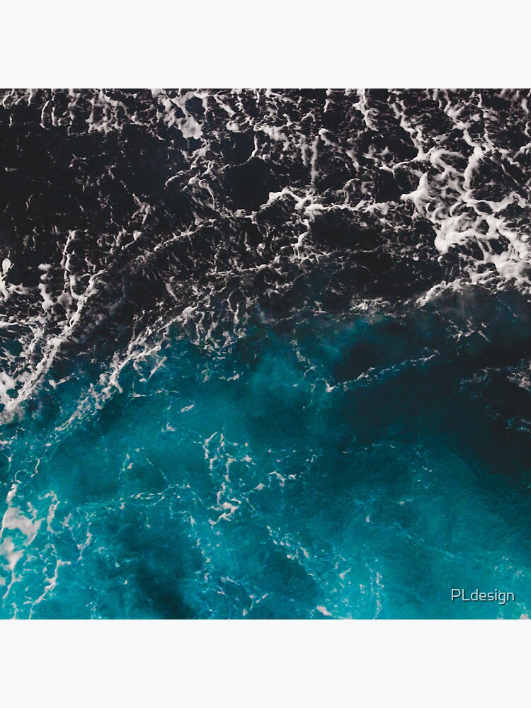 Wavy foamy blue black ombre sea water by PLdesign