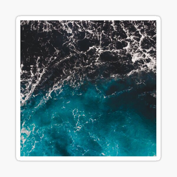 Wavy foamy blue black ombre sea water Sticker