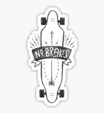 No Brakes Longboard Skater Skateboard Sticker