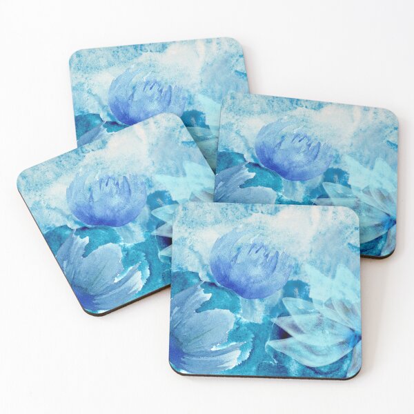 Item preview, Blue and Turquoise Flowers on Stormy Ocean Background 2of2 designed and sold by DzineVine.