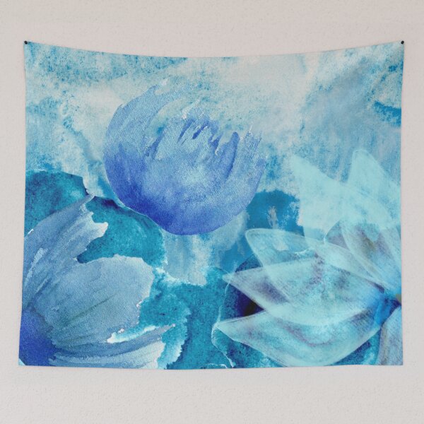 Item preview, Blue and Turquoise Flowers on Stormy Ocean Background 2of2 designed and sold by DzineVine.