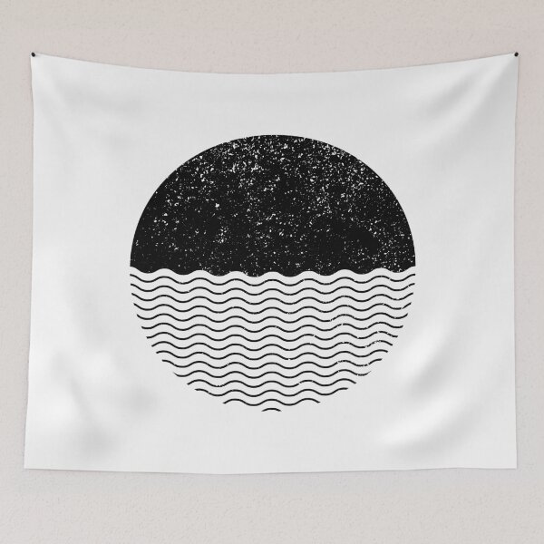 Item preview, Graphic Sun Sea Circle (Black on White) designed and sold by STUDIO-72.