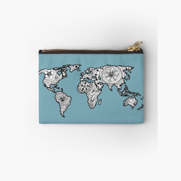 Item preview, World Map Hand Drawn Pattern Blue designed and sold by samantor.