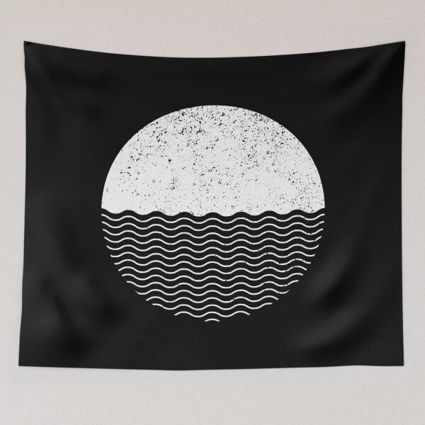Item preview, Graphic Sun Sea Circle (White on Black) designed and sold by STUDIO-72.