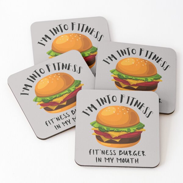 Artikelvorschau, Ich stehe auf Fitness. Fitness dieser Burger in meinem Mund. Illustration. Schwarzer Text. entworfen und verkauft von JellyBeenzz.