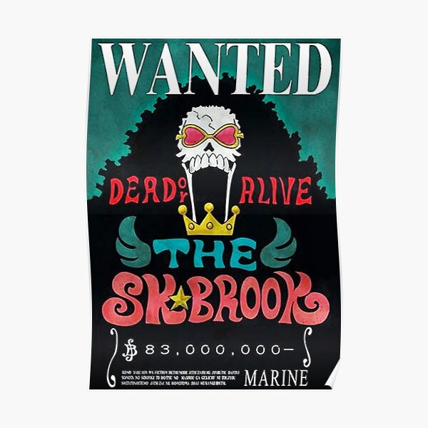 One Piece Wanted Poster Bounty Sk Brook Poster