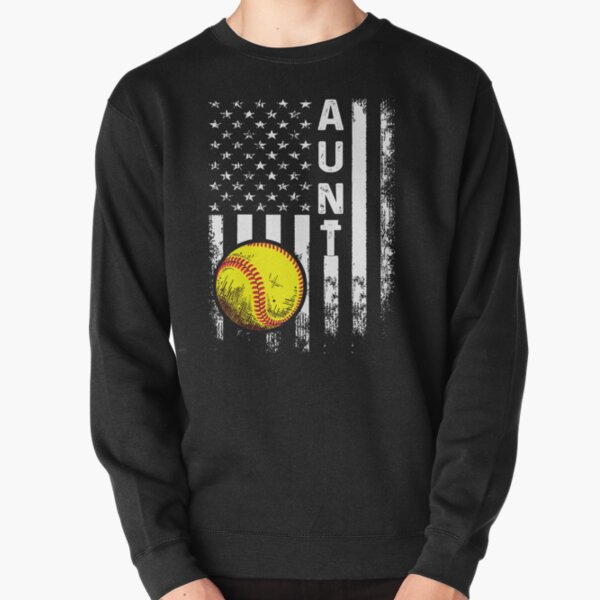 Softball Aunt American Flag Vintage Christmas Xmas Pullover Sweatshirt