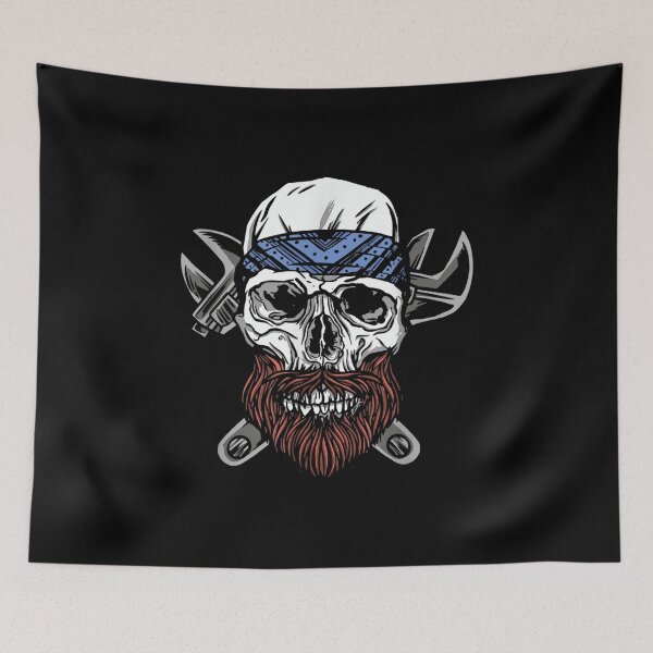 Item preview,  Halloween Skull Beard Wrenches Worker Mechanic designed and sold by rubysheila.