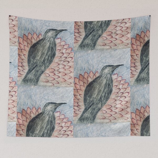 Item preview, Black Bird on a Pink Flower designed and sold by Rebekah Walker.