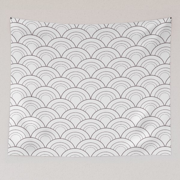 Artikelvorschau, Dark Purple and White Scallop Curve Pattern Pairs Sherwin Williams 2022 Popular Color Blackberry SW 7577 entworfen und verkauft von ColorOfTheYears.