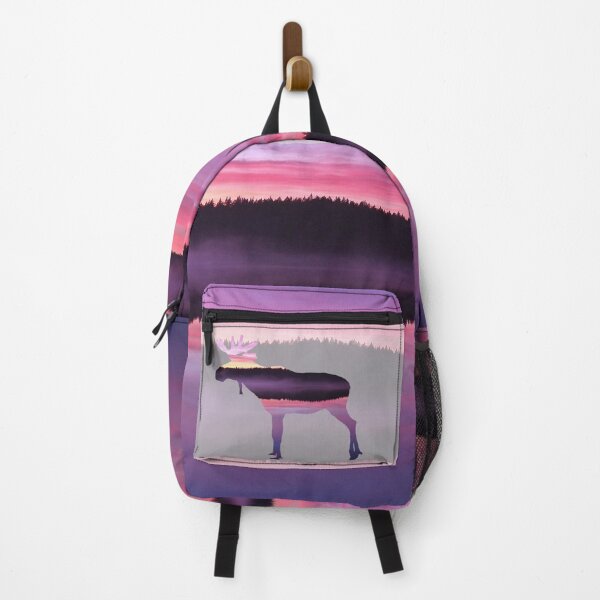 Item preview, Moose silhouette pink sunset at the lake designed and sold by Pauletart.