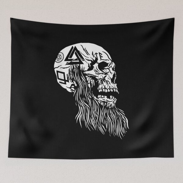 Item preview,  Skull With Tattoos Long Beard Tattooed Viking designed and sold by rubysheila.