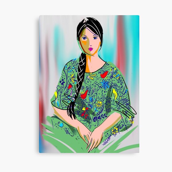 Woman in Green Canvas Print