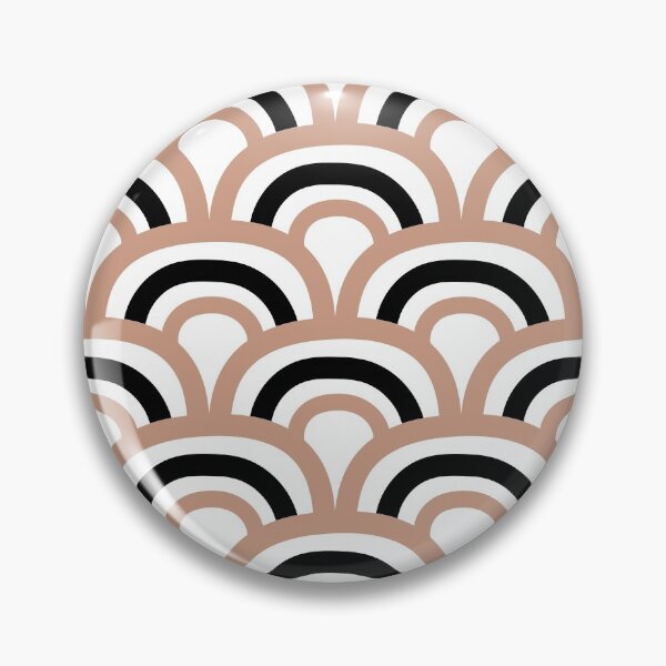 Artikelvorschau, Medium Pink Black White Retro Scallop Pattern Pairs 2022 Popular Color Sherwin Williams Rose Tan SW 0069 - Colour Trends entworfen und verkauft von ColorOfTheYears.