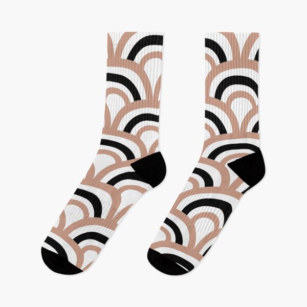 Item preview, Medium Pink Black White Retro Scallop Pattern Pairs 2022 Popular Color Sherwin Williams Rose Tan SW 0069 - Colour Trends designed and sold by ColorOfTheYears.