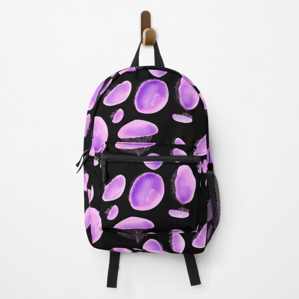 Item preview, 8 Pink and Purple Pastel Moon Jellies (black background) designed and sold by MptR.