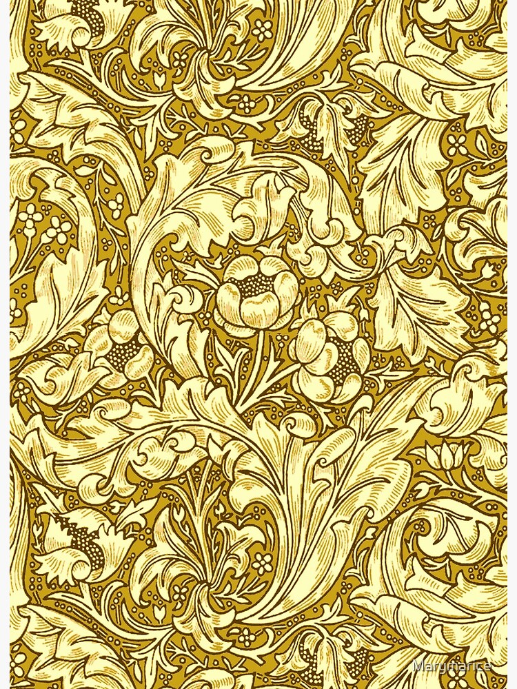 Art Nouveau Acanthus Leaves & Flowers, Mustard Gold | Art Board Print