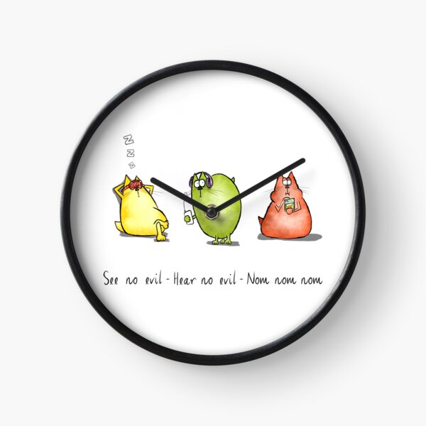Three Wise Moggies Clock