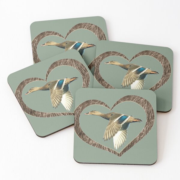 Item preview, Mallard Duck Flying in Cattail Heart for Duck Hunters and Outdoorsmen designed and sold by LifeCrush.