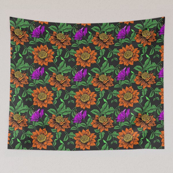 Item preview, Orange and Purple Flowers Pattern designed and sold by RafaelLima7.