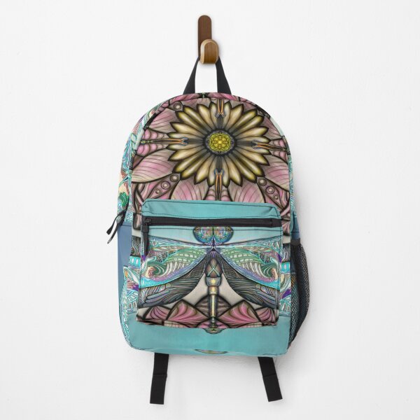 Item preview, Dreamy Boho Teal Pink Flower Dragonfly Mandala designed and sold by Thedragonflyart.