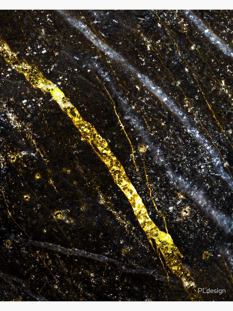 Gold sparkly line on black rock Faux Sparkles by PLdesign