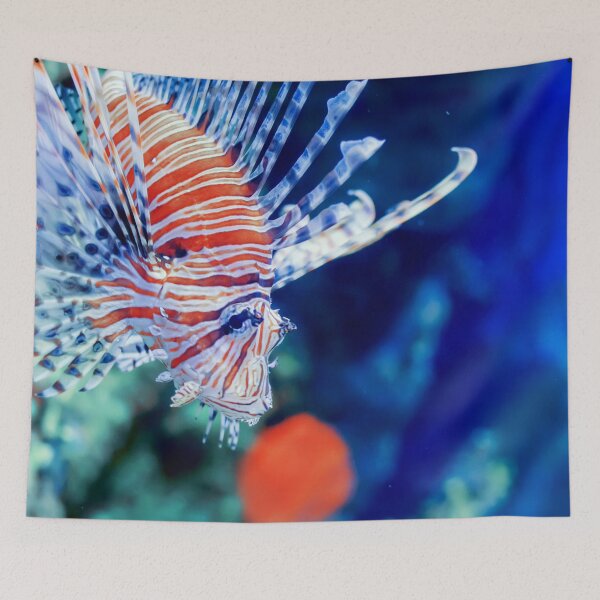 Item preview, Red lionfish or zebrafish underwater designed and sold by lena-maximova.