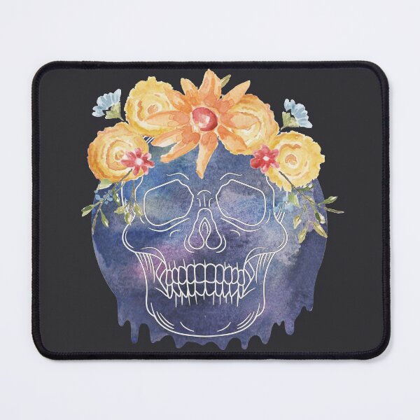 Item preview, Pretty Spooky Skull with Watercolor Flowers designed and sold by Emily Bickell.