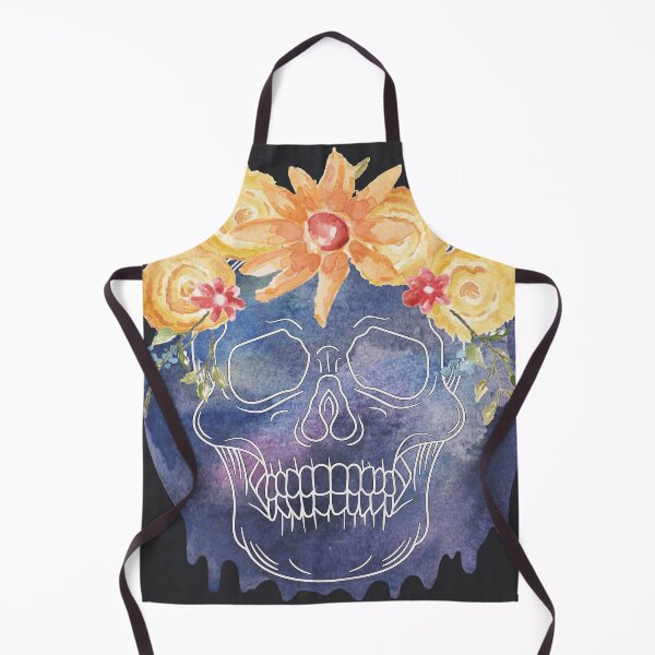 Item preview, Pretty Spooky Skull with Watercolor Flowers designed and sold by Emily Bickell.
