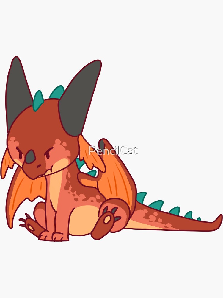 Thumbnail 3 of 3, Sticker, Smol Dragon Angry designed and sold by PencilCat.