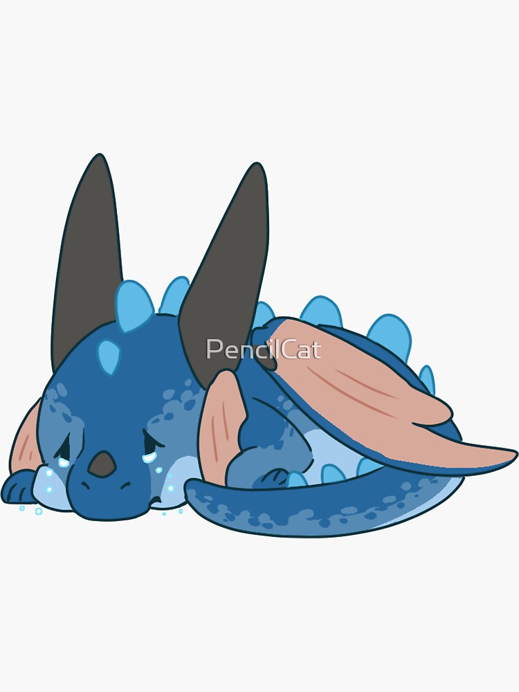 Thumbnail 3 of 3, Sticker, Smol Sad Dragon designed and sold by PencilCat.