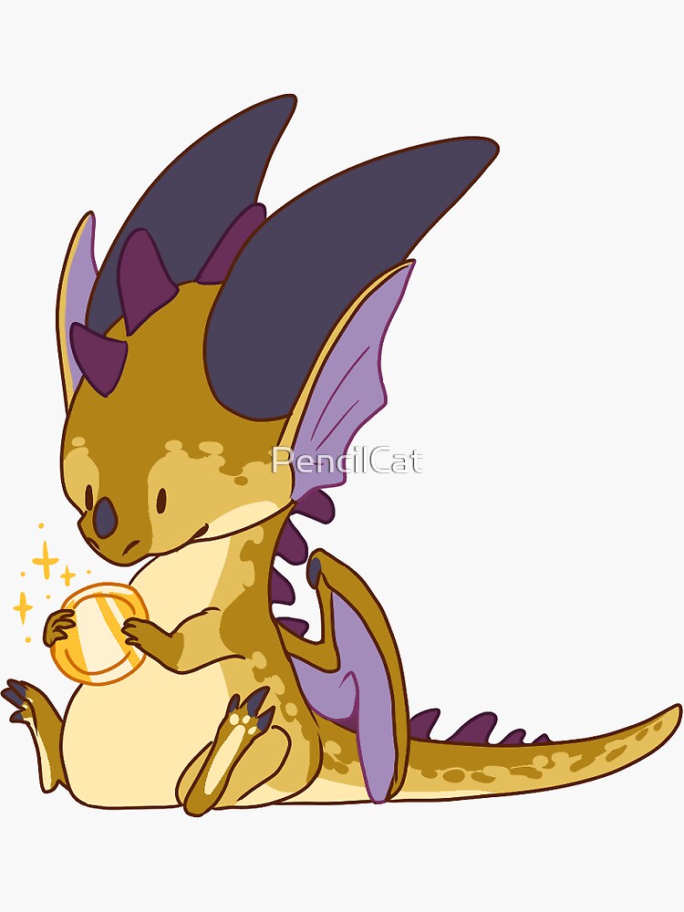 Thumbnail 3 of 3, Sticker, Smol Happy Dragon designed and sold by PencilCat.