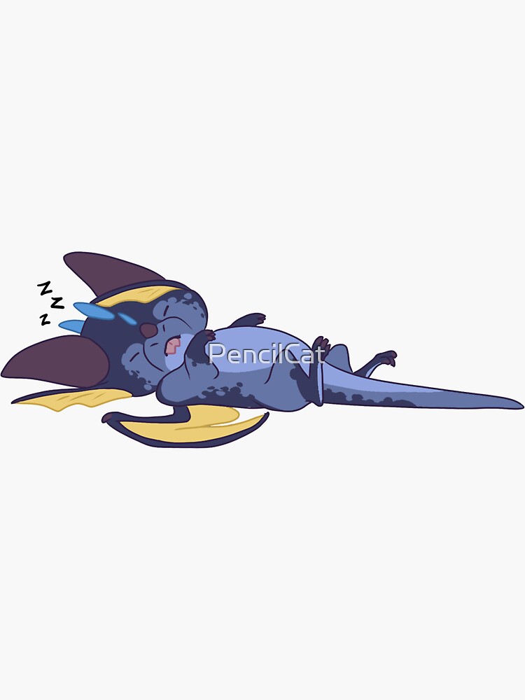 Thumbnail 3 of 3, Sticker, Smol Sleepy Dragon designed and sold by PencilCat.