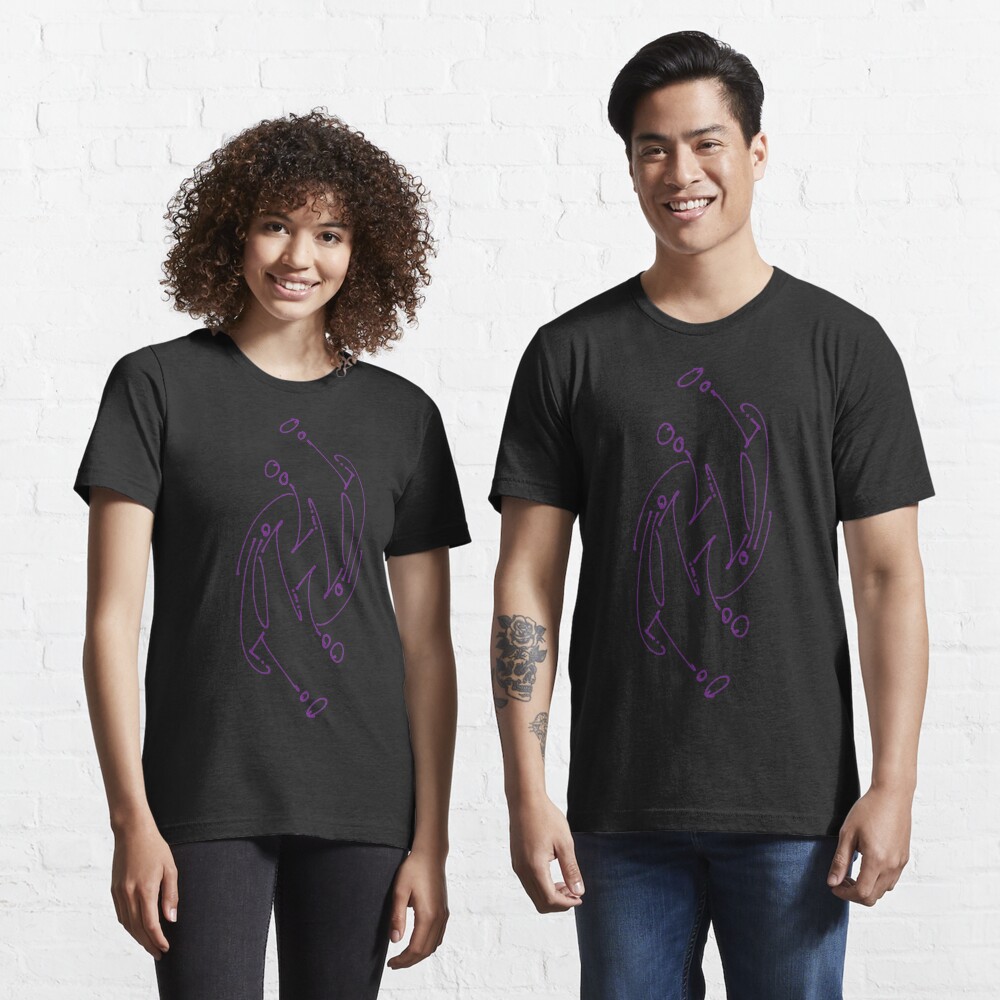 Purple Pattern Graffiti Style Drawing on Black Essential T-Shirt