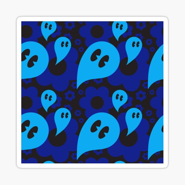 Blue Floral Ghosties Sticker