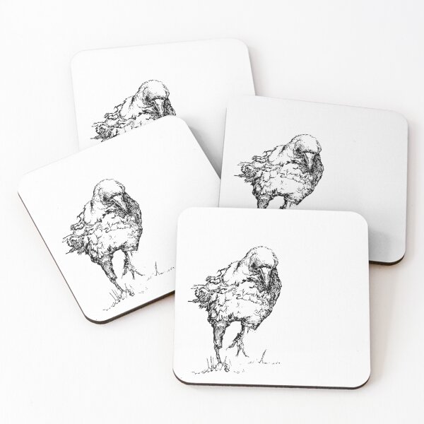 Item preview, lone raven line drawing designed and sold by mylesantstudios.