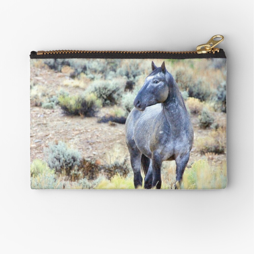 The Watchful Eye - Wild Blue Roan Stallion Zipper Pouch