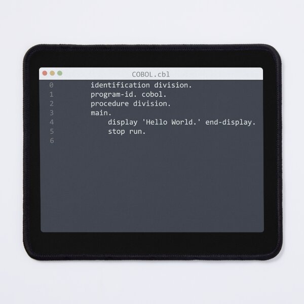 Item preview, . COBOL language Hello World program sample in editor window designed and sold by IuriiVlasenko.