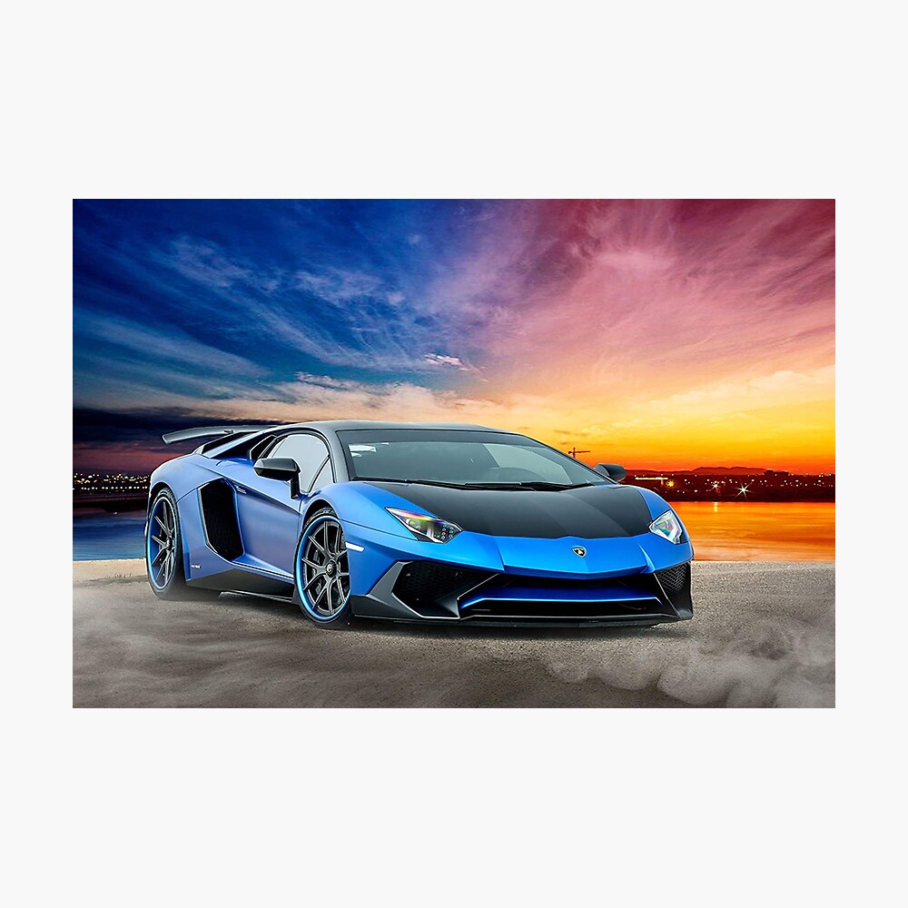 Lámina metálica «Lamborghini Aventador Azul» de anettahaynes | Redbubble